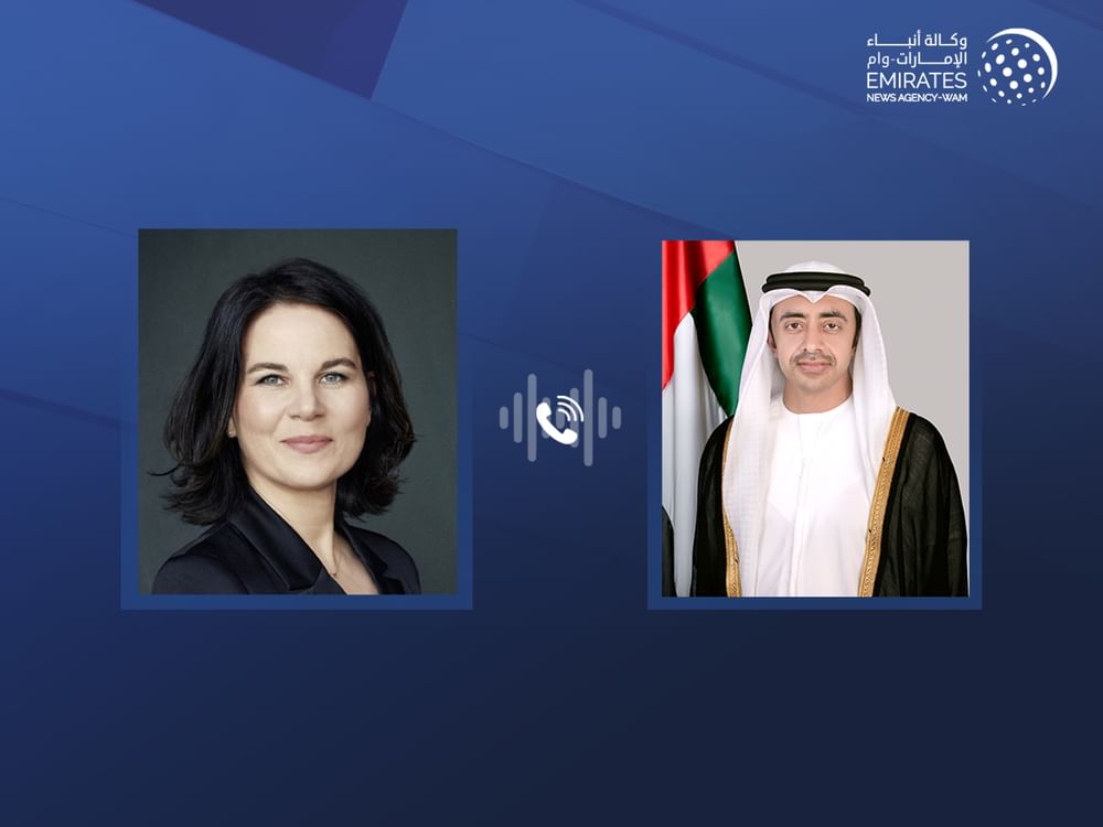 عبدالله بن زايد ووزيرة خارجية ألمانيا يبحثان هاتفيا التطورات بالمنطقة وجهود حماية المدنيين.