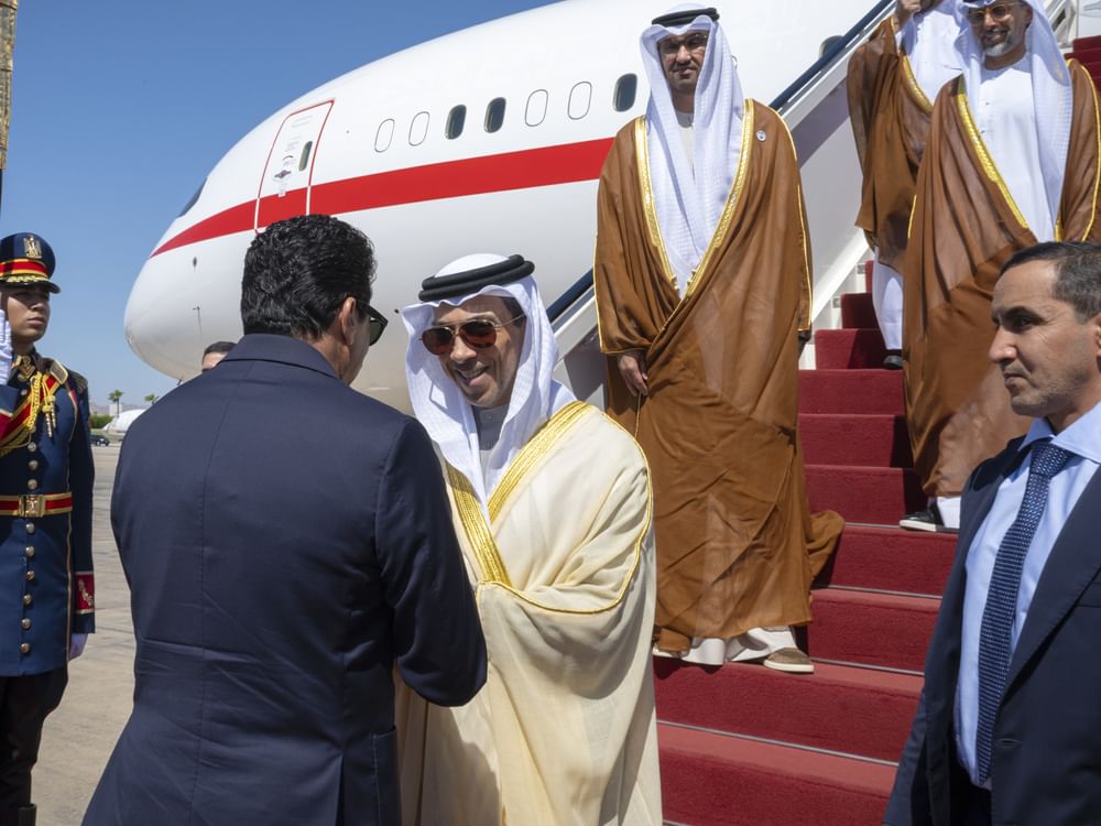 On behalf of UAE President, Mansour bin Zayed arrives in Egypt to attend Sharm El Sheikh Peace Summit