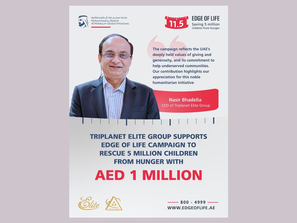 Triplanet Elite Group contributes AED1 million to Edge of Life campaign