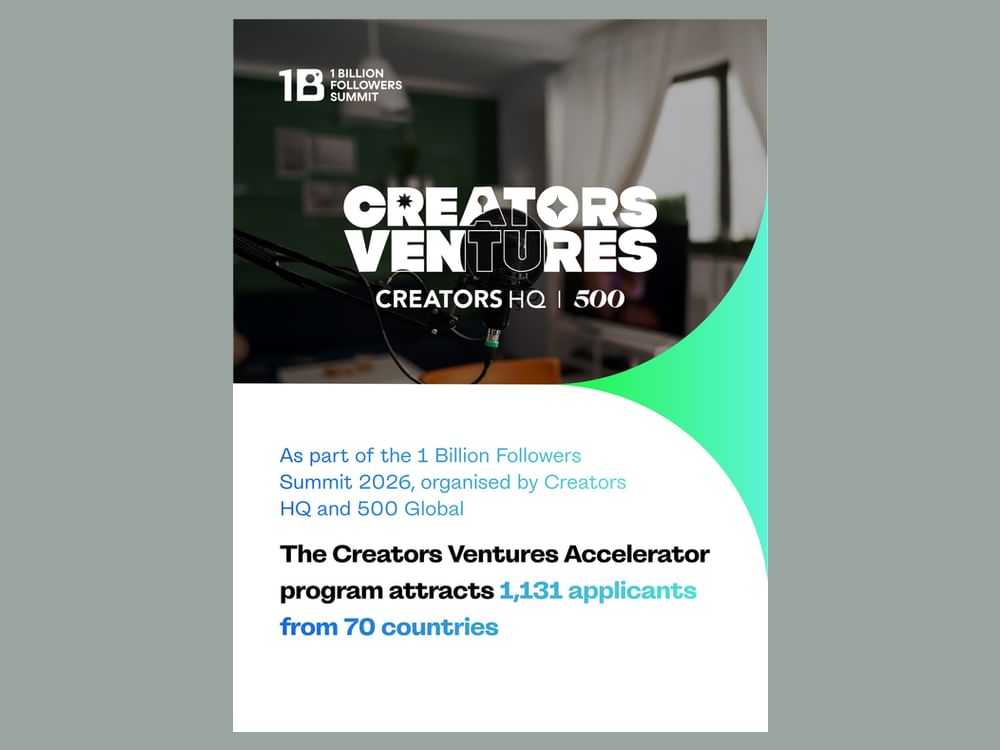 Creators Ventures Accelerator programme attracts 1,131 applicants from 70 countries