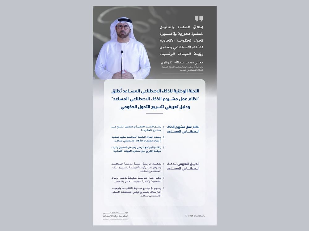 اللجنة الوطنية للذكاء الاصطناعي المساعد تُطلق "نظام عمل مشروع الذكاء الاصطناعي المساعد" ودليلا تعريفيا لتسريع التحول الحكومي
