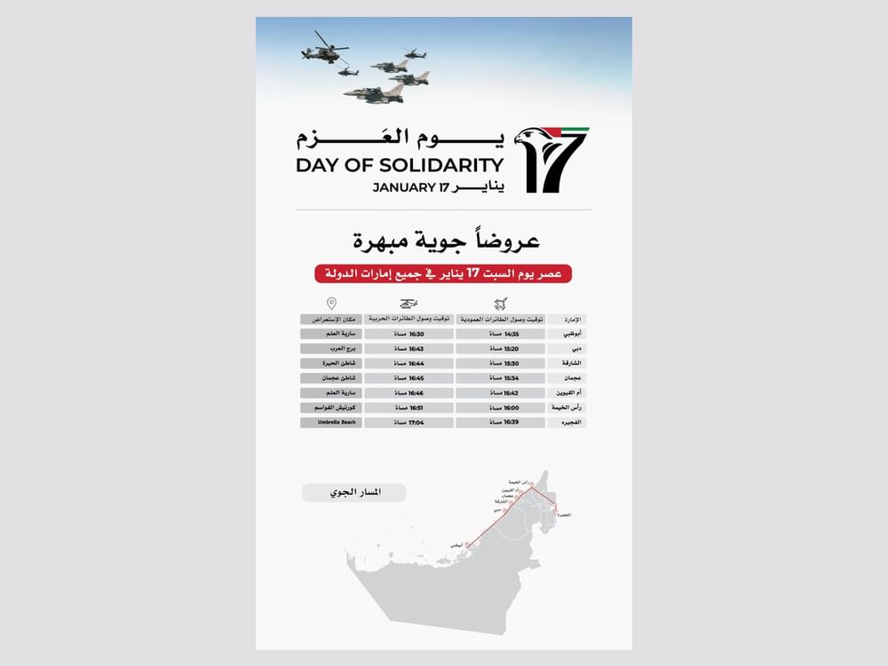 Авиационная колонна пролетит над ОАЭ в День солидарности