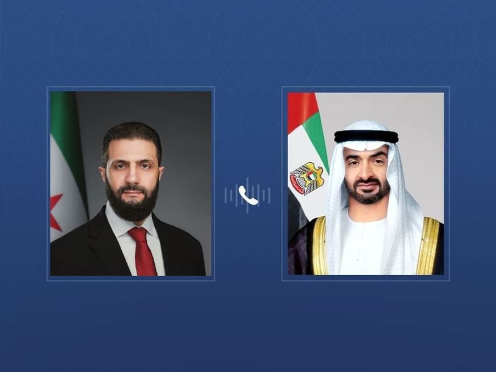 Los presidentes de Emiratos Árabes Unidos y Siria abordan la cooperación bilateral y la situación regional en una conversación telefónica