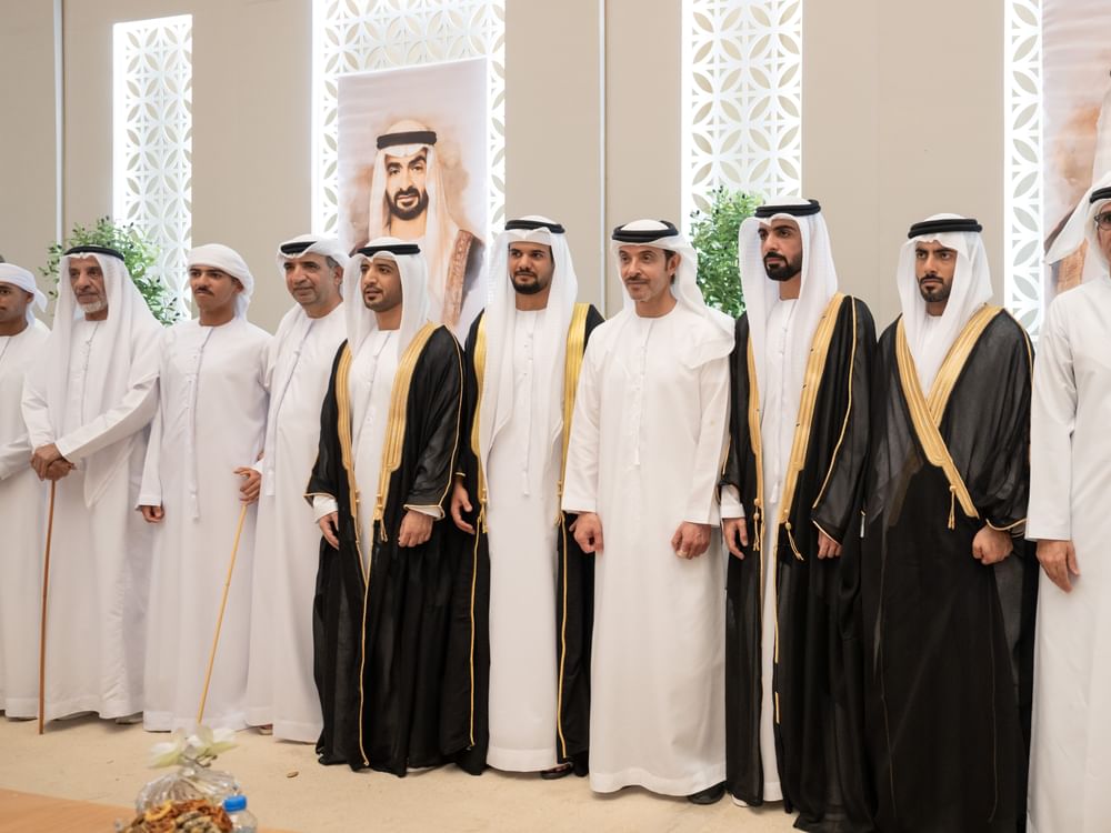 Hazza bin Zayed attends Al Shamsi, Al Darai, Al Neyadi weddings in Al Ain Region