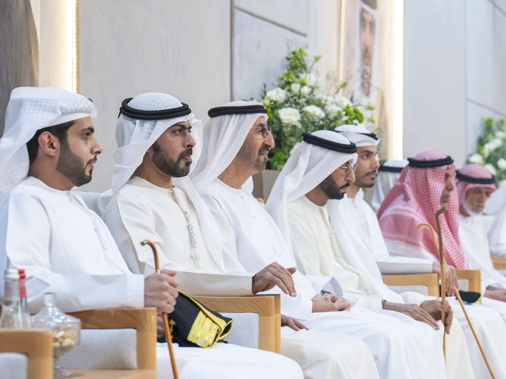 خليفة بن طحنون بن محمد وسعيد بن حمدان بن محمد يحضران حفل استقبال بمناسبة أفراح المهيري 