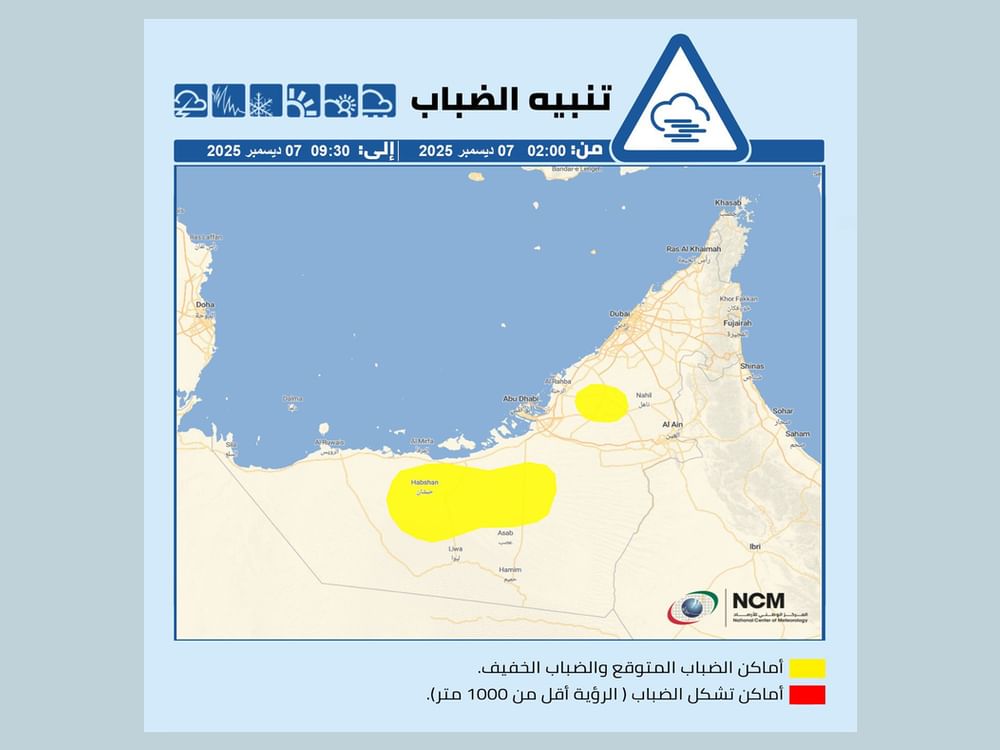 "الأرصاد" يتوقع تشكّل الضباب وانخفاض مدى الرؤية الأفقية صباح غد