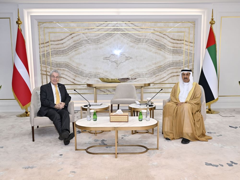 Saqr Ghobash receives former Austrian President, stresses UAE's keenness on developing bilateral relations