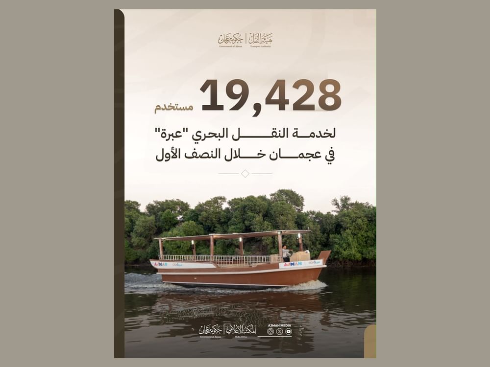 19.4 ألف مستخدم لخدمة "عبرة" في عجمان خلال النصف الأول 