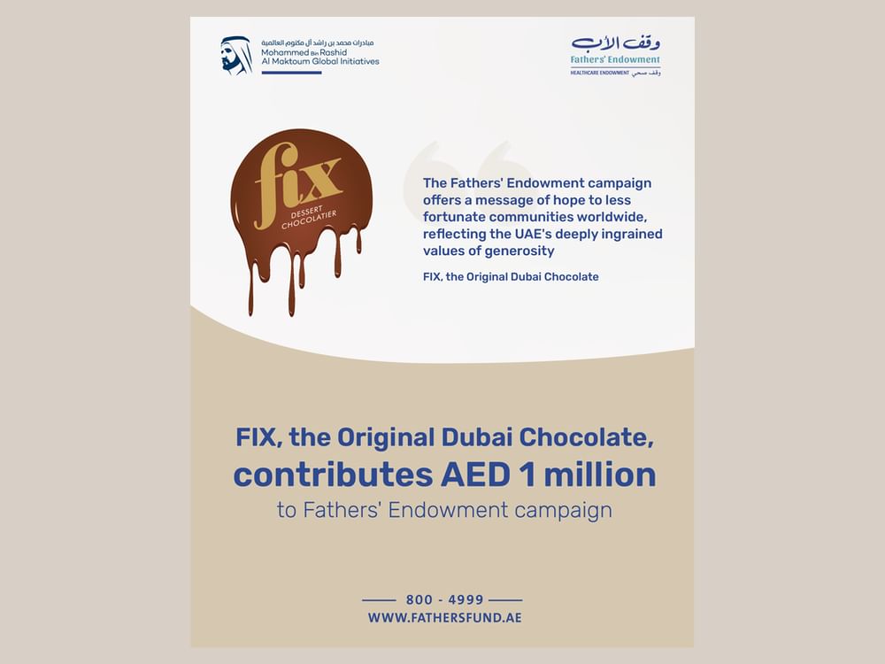 FIX, Original Dubai Chocolate, contributes AED1 million to Fathers' Endowment campaign