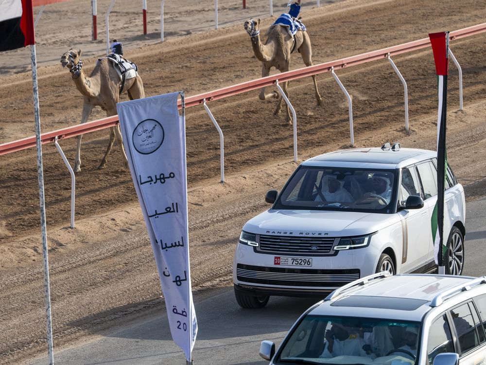 Mohammed bin Hamdan bin Zayed attends Thanaya race of inaugural Al Ain Camel Racing Festival