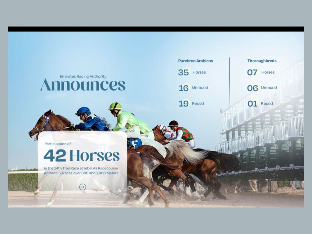 42 Horses participate in 14th Trial Race at Jebel Ali Track