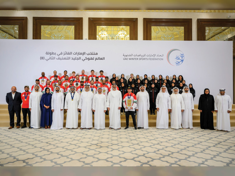 Khaled bin Mohamed bin Zayed receives athletes from UAE national winter ...