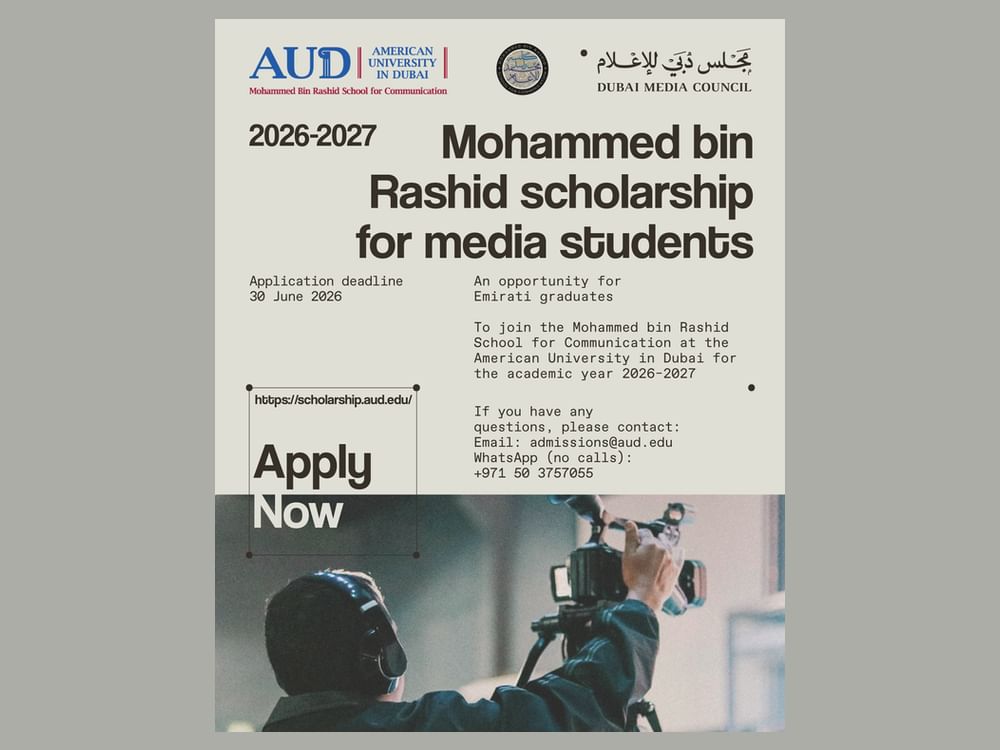 Dubai Media Council opens applications for Mohammed bin Rashid Scholarship for Emirati Media Students 2026–2027 at AUD