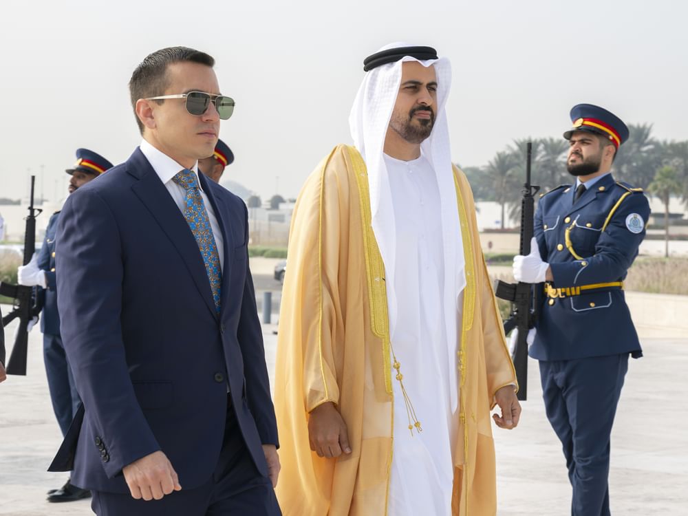 Theyab bin Mohamed bin Zayed receives President of Ecuador at Wahat Al Karama