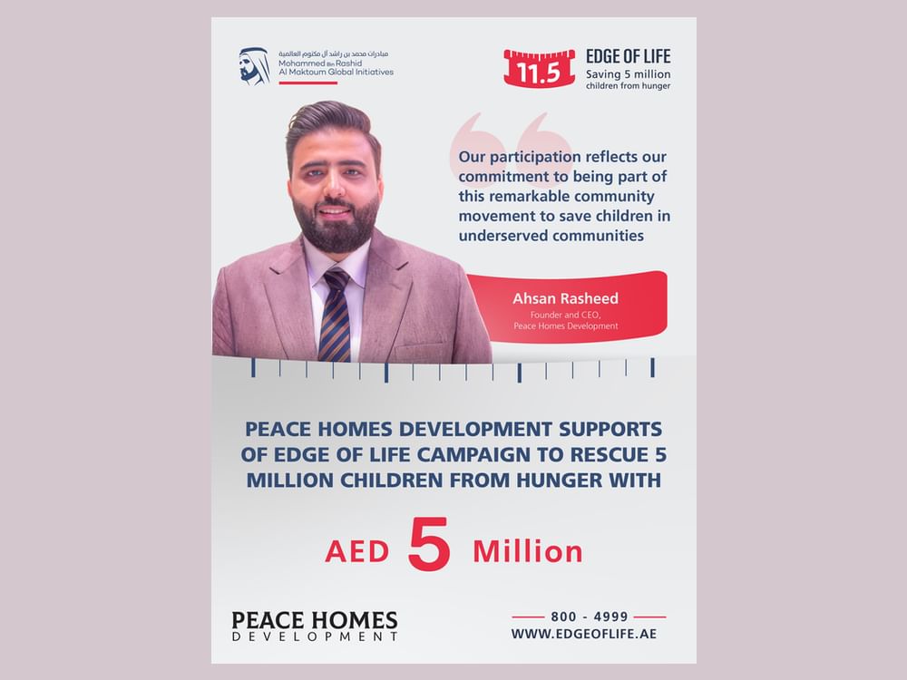 Peace Homes Development contributes AED5 million to Edge of Life campaign