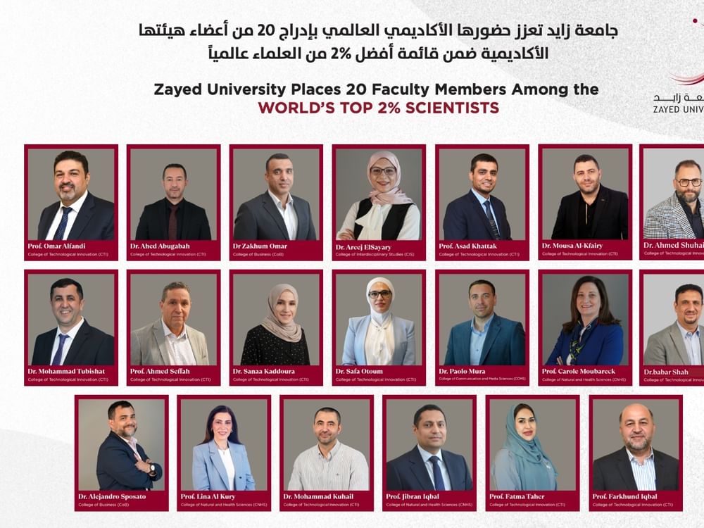 Zayed University places 20 faculty members among World’s Top 2% Scientists