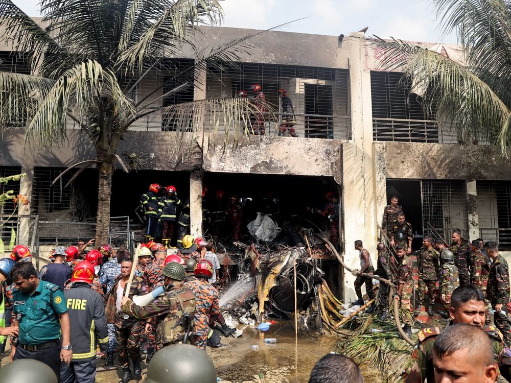 A Bangladesh Air Force training jet crashes into Dhaka school, killing at least 19