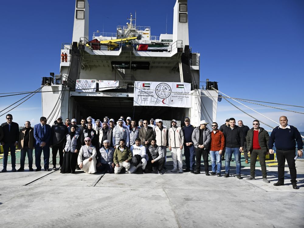 BAE'nin ikinci yardım gemisi El Ariş Limanı'na ulaştı ve 4.544 ton insani yardım malzemesi taşıyor