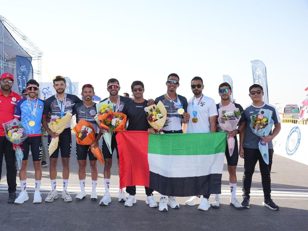 17 ميدالية ملونة حصاد منتخب الإمارات للدراجات الهوائية في البطولة العربية بالعراق