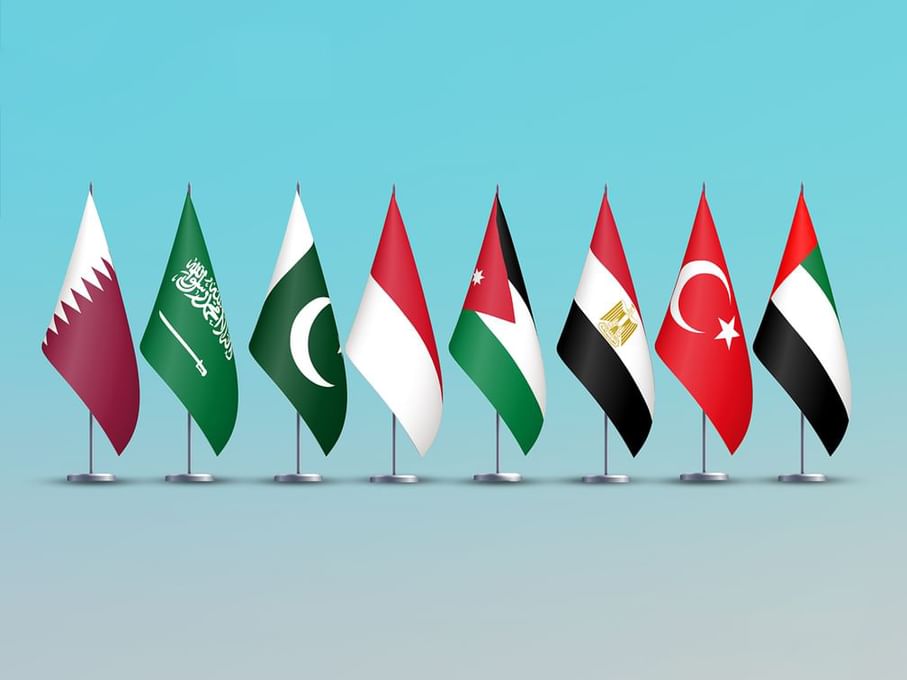 بيان مشترك لوزراء خارجية الإمارات وتركيا ومصر والأردن وإندونيسيا وباكستان والسعودية وقطر