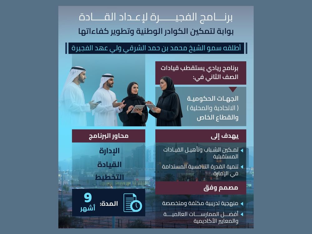 "الفجيرة لإعداد القادة".. بوابة لتمكين الكوادر الوطنية وتطوير كفاءاتها