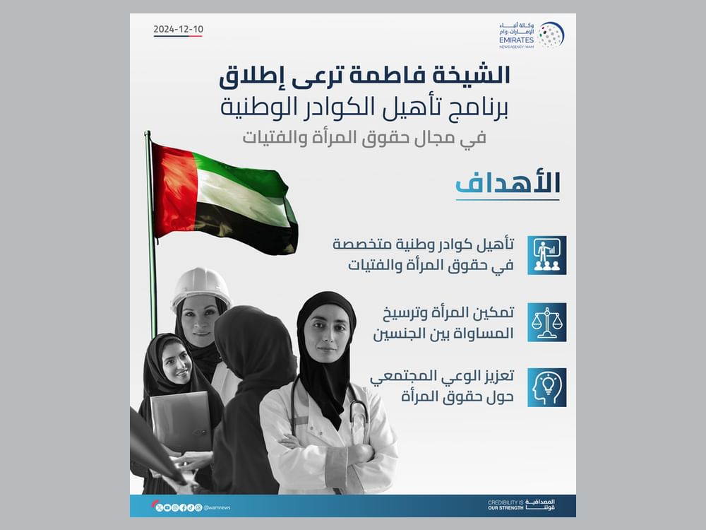 الشيخة فاطمة ترعى إطلاق برنامج تأهيل الكوادر الوطنية في مجال حقوق المرأة والفتيات