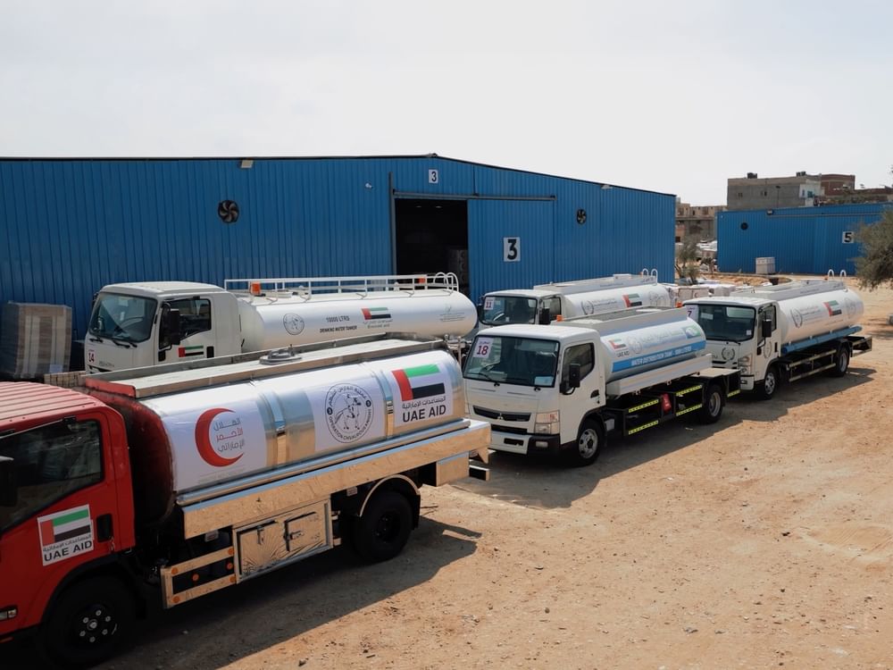 UAE sends 22 water tankers, five ambulances to Gaza