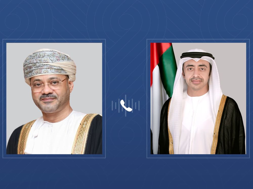 عبدالله بن زايد يجري اتصالا بوزير خارجية عمان لبحث مستجدات المحادثات بين الجمهورية الإسلامية الإيرانية والولايات المتحدة الأمريكية التي تستضيفها السلطنة