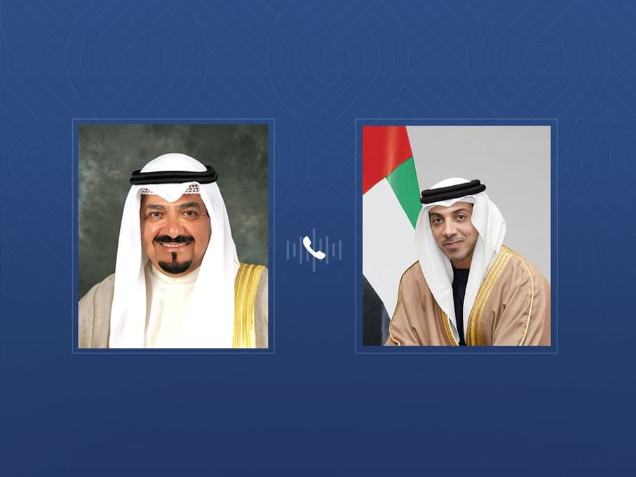 منصور بن زايد يتلقى اتصالاً هاتفياً من رئيس الوزراء الكويتي