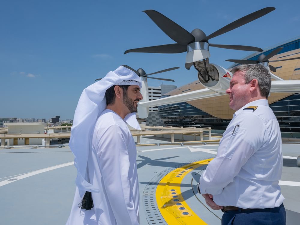 Hamdan bin Mohammed reviews newly completed Air Taxi Station near Dubai International Airport